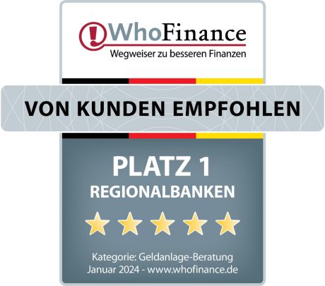 Auszeichnung Beste Regionalbank 2024 WhoFinance
